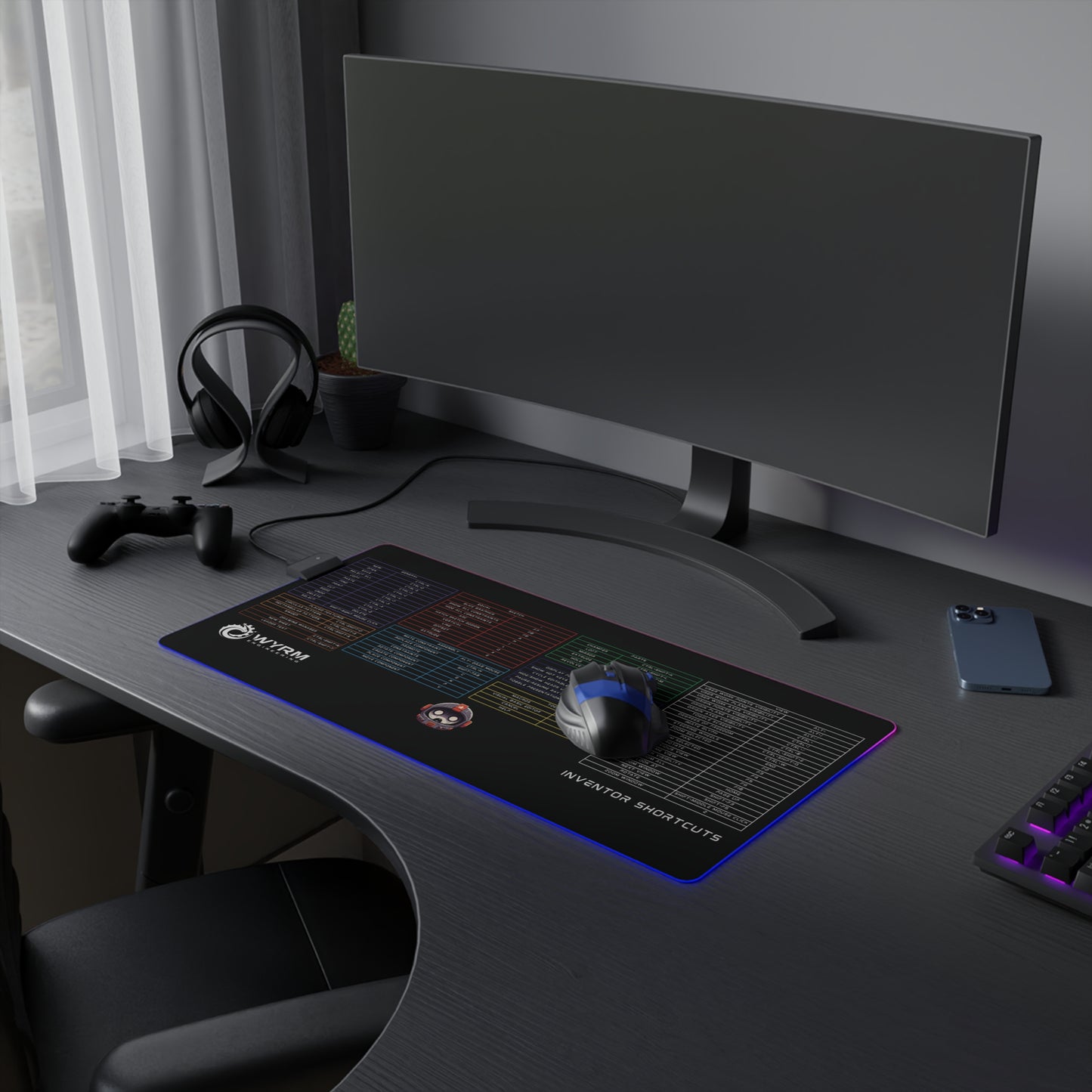 Mouse Pad with Autodesk Inventor Keyboard Shortcut LED RGB
