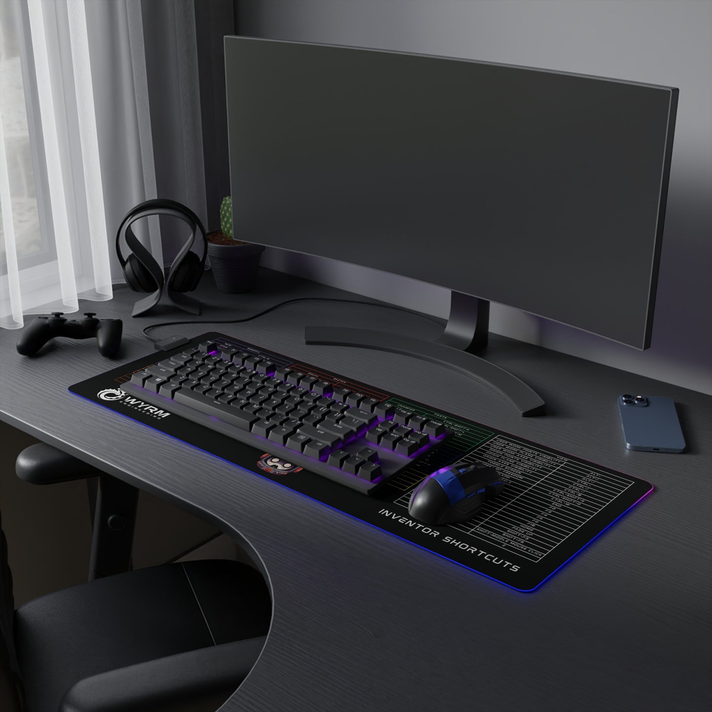 Mouse Pad with Autodesk Inventor Keyboard Shortcut LED RGB