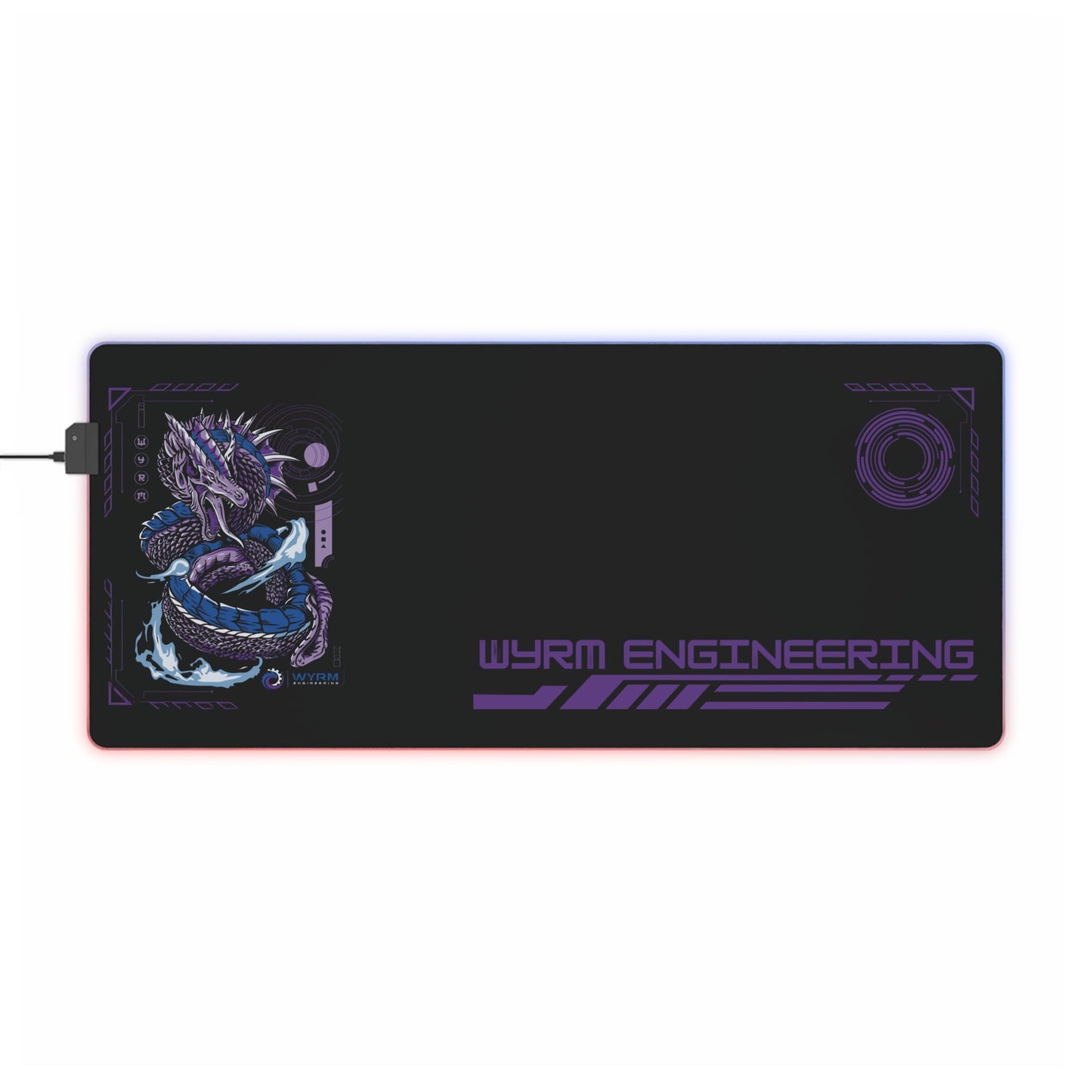 Space Anime Gaming Mouse Pad with Flaming Dragon - Premium LED Mouse Pad