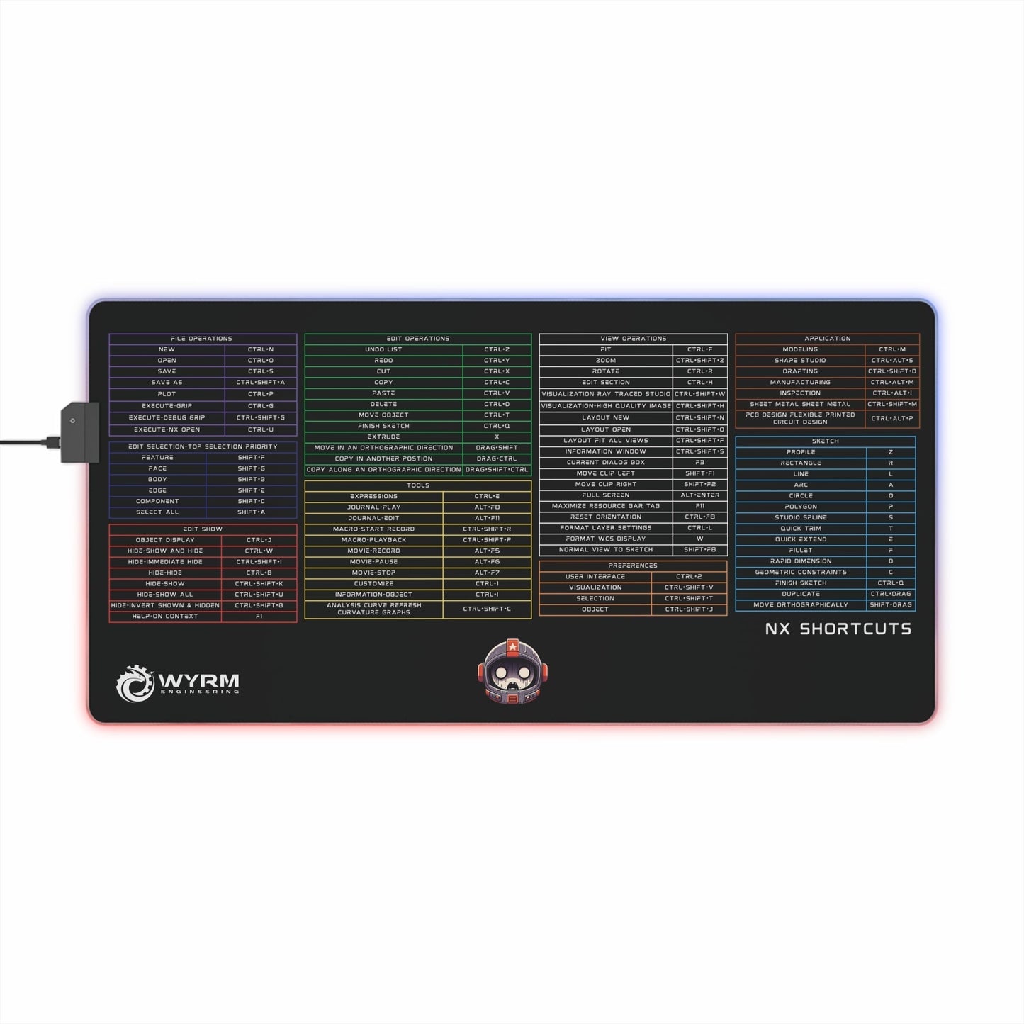 NX keyboard shortcuts Mouse Pad - gaming mouse pad