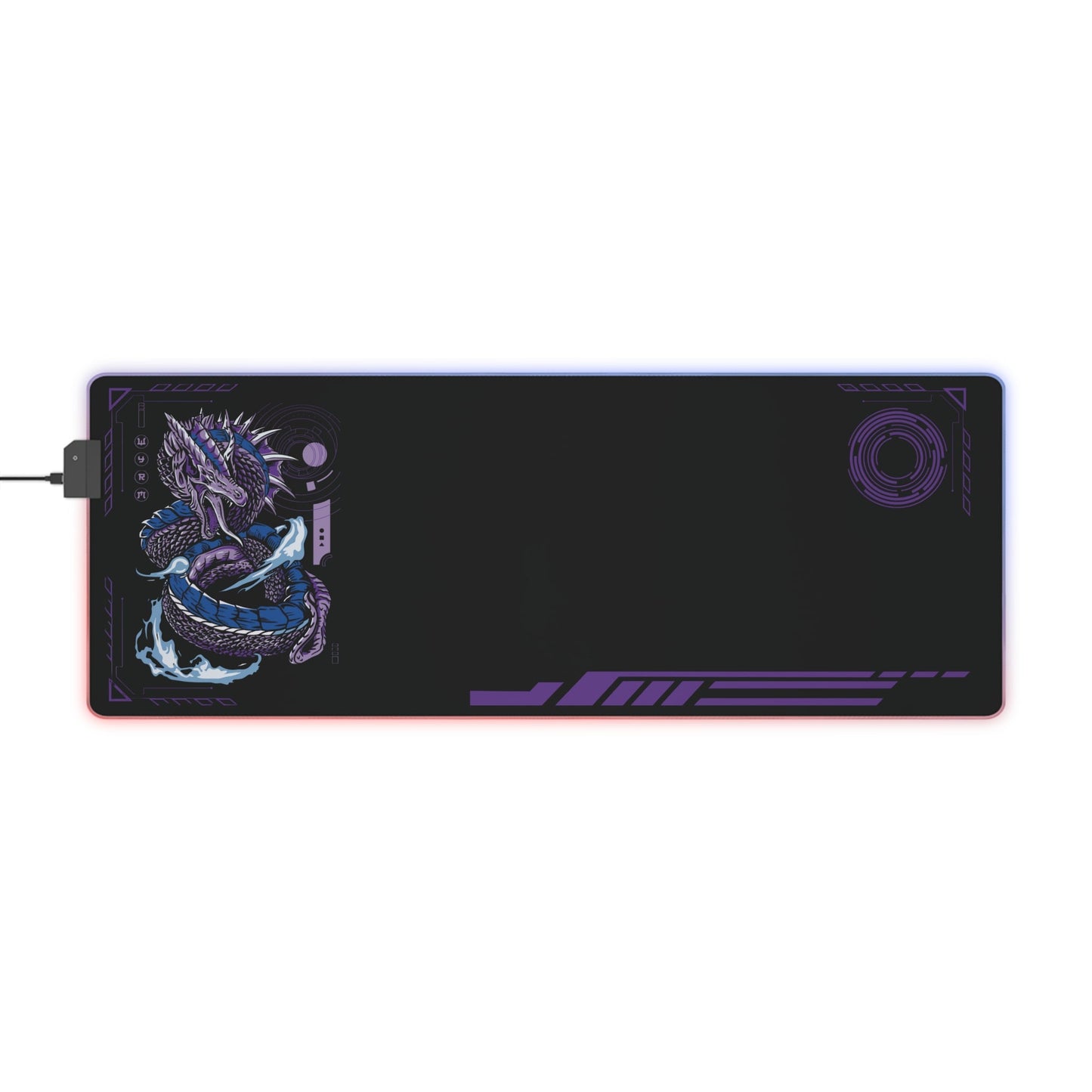 Space Anime Gaming Mouse Pad with Flaming Dragon - Premium LED Mouse Pad
