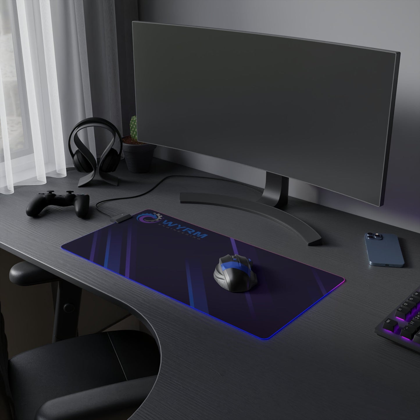 Retrowave Wyrm Engineering gaming mouse mat