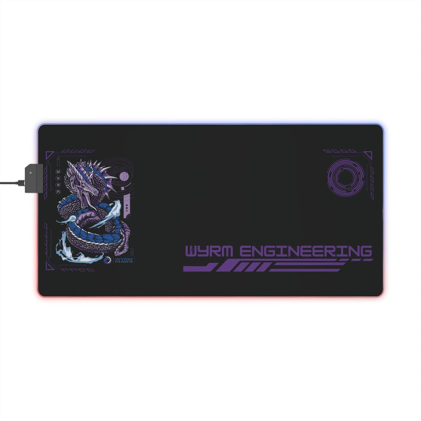 Space Anime Gaming Mouse Pad with Flaming Dragon - Premium LED Mouse Pad