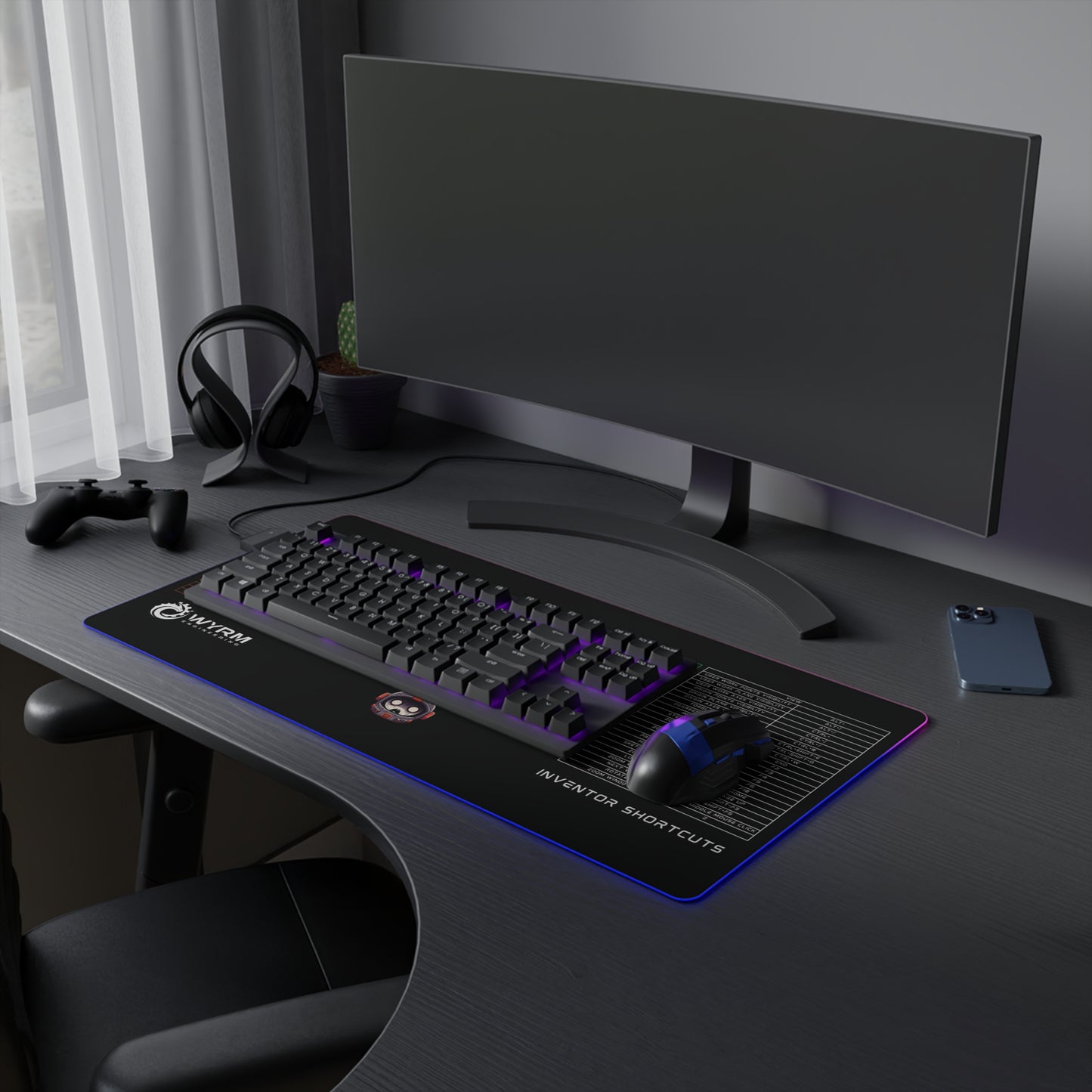 Mouse Pad with Autodesk Inventor Keyboard Shortcut LED RGB