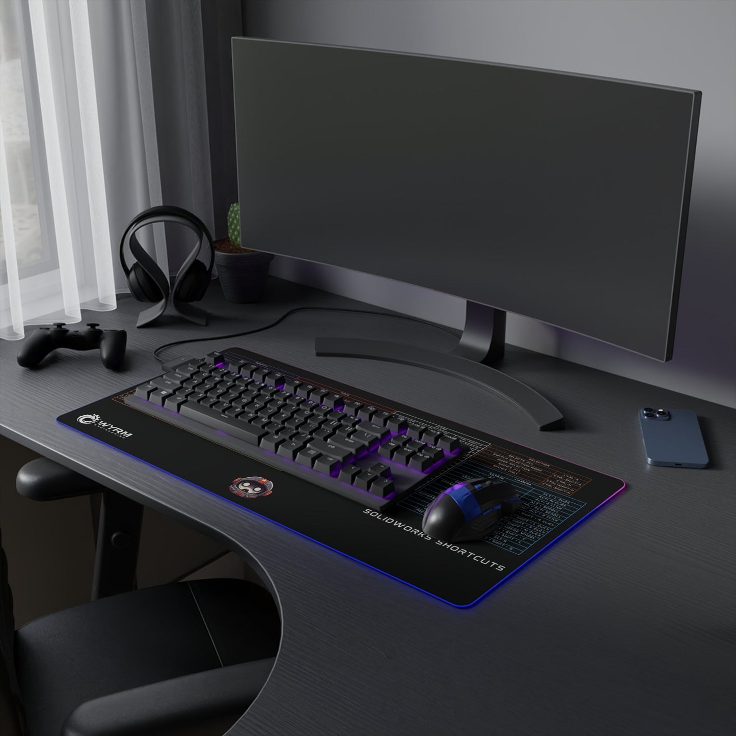 Mouse Pad - Solidworks Keyboard Shortcut LED Gaming Mouse Pad
