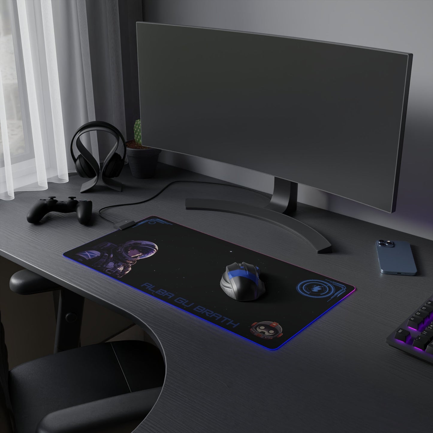 Anime astronaut Scottish gaming mouse pad