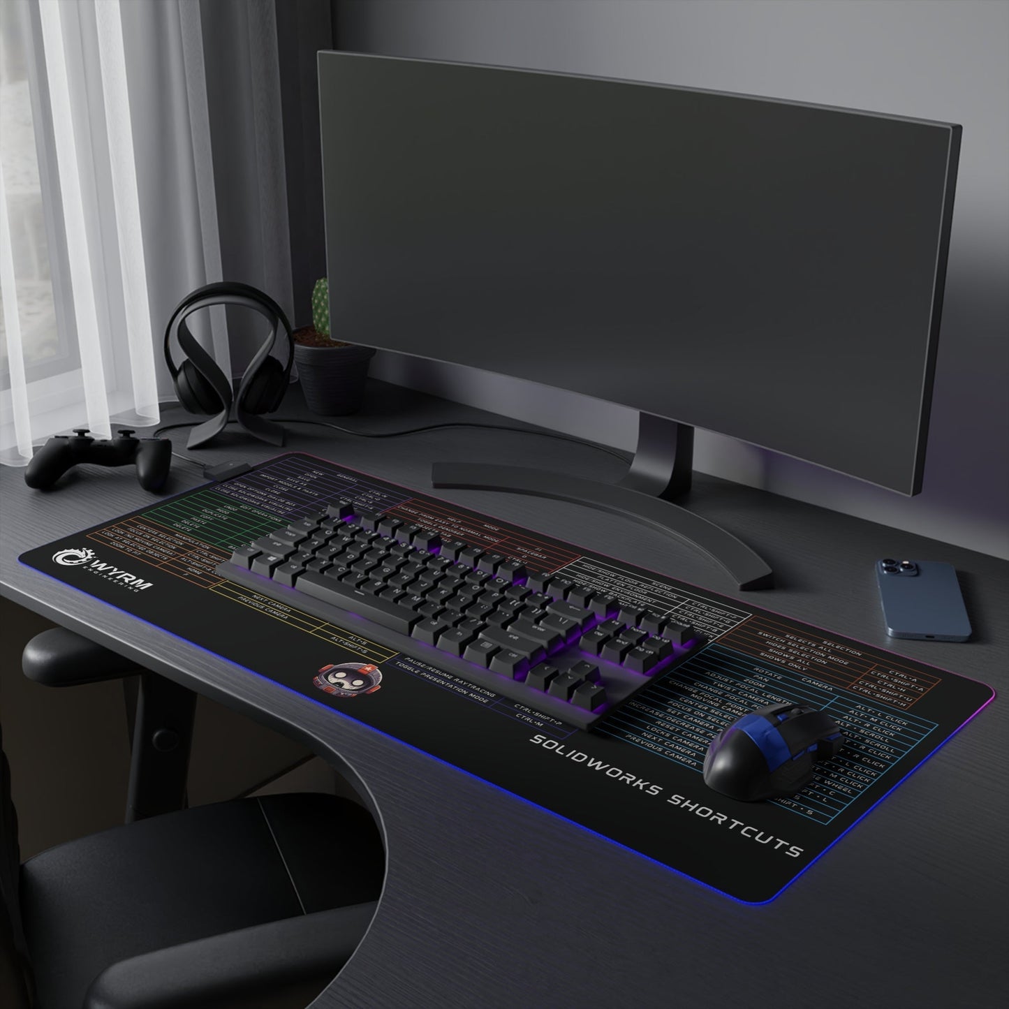 Mouse Pad - Solidworks Keyboard Shortcut LED Gaming Mouse Pad