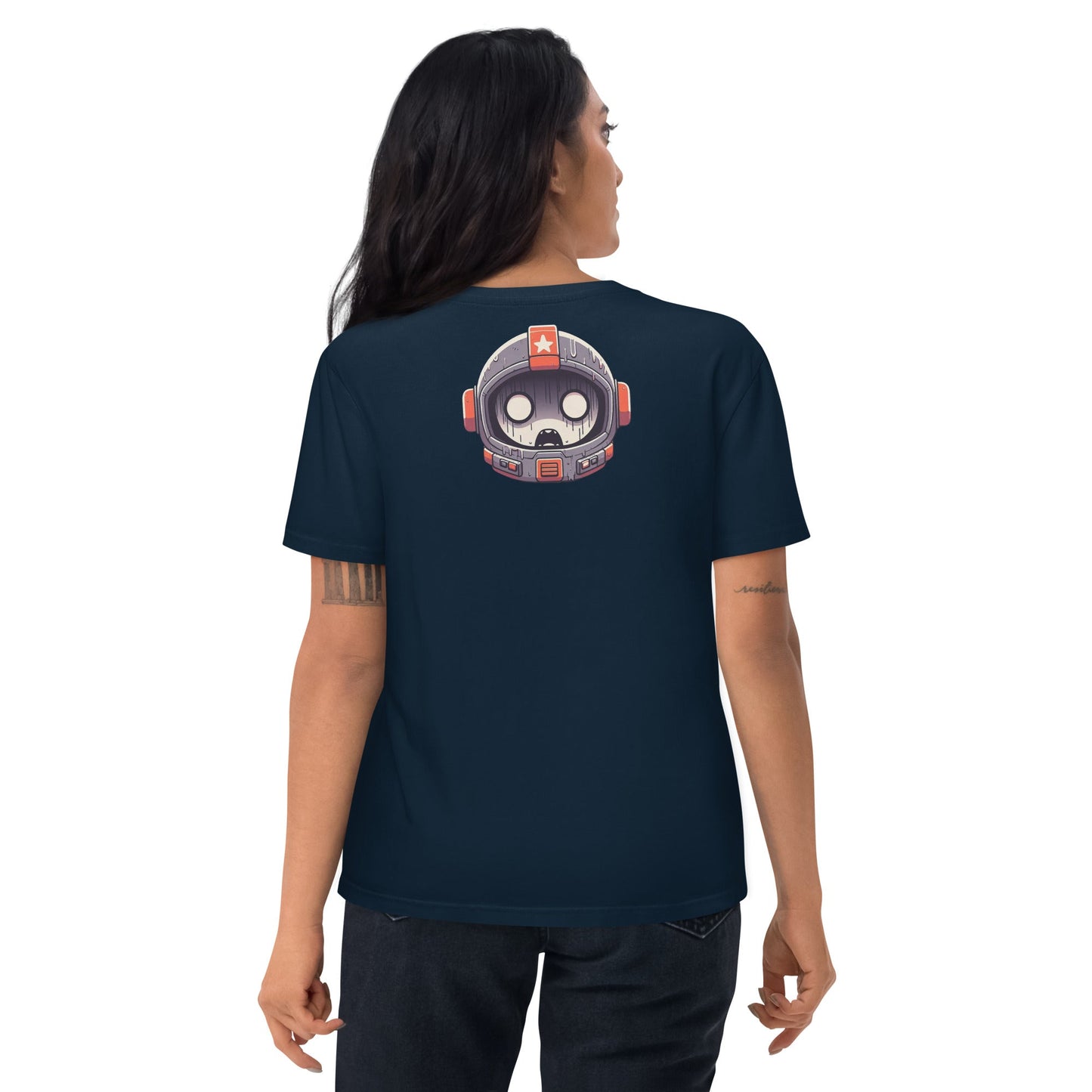 "I Was Born A Genius But Education Ruined Me" t-shirt female navy rear