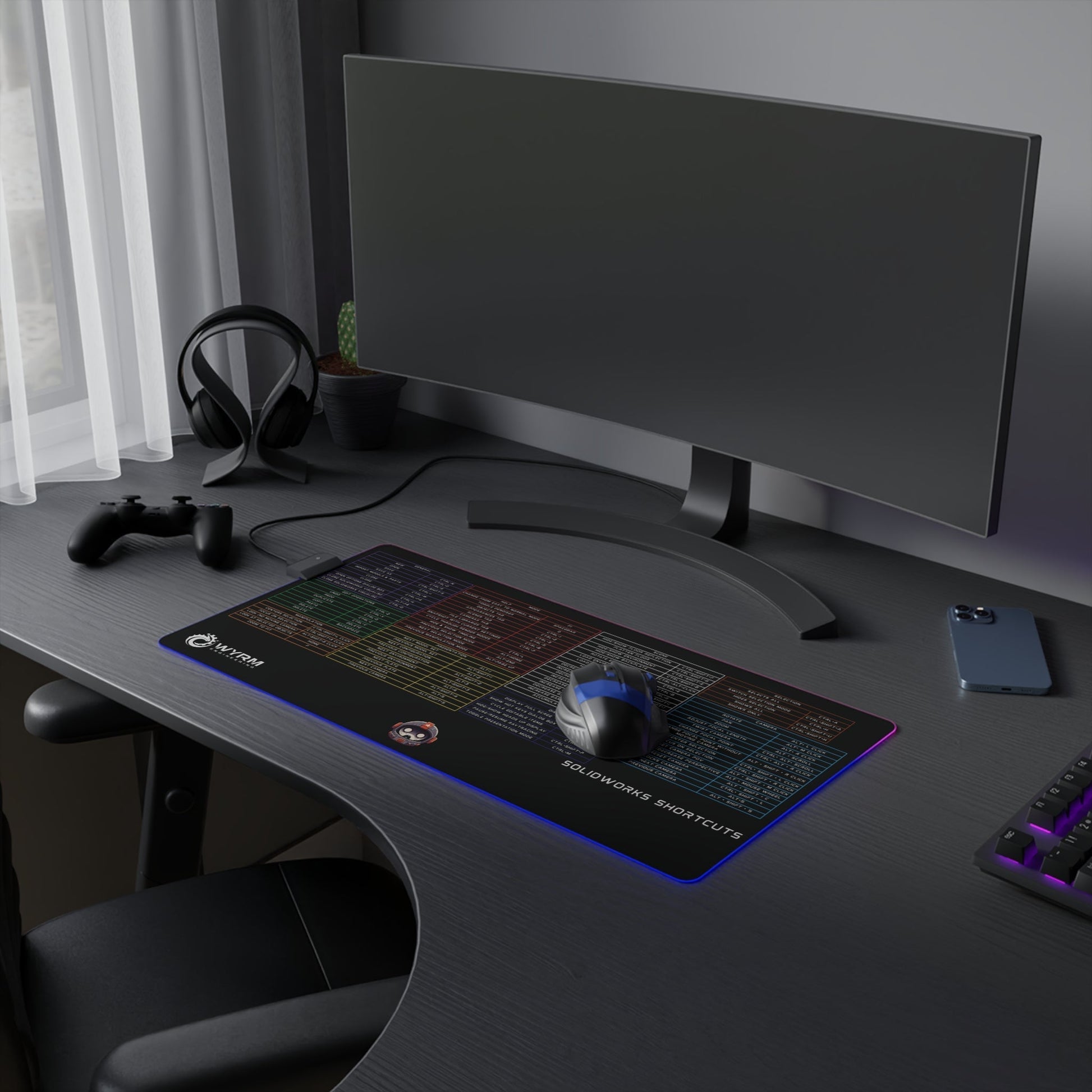 Mouse Pad - Solidworks Keyboard Shortcut LED Gaming Mouse Pad