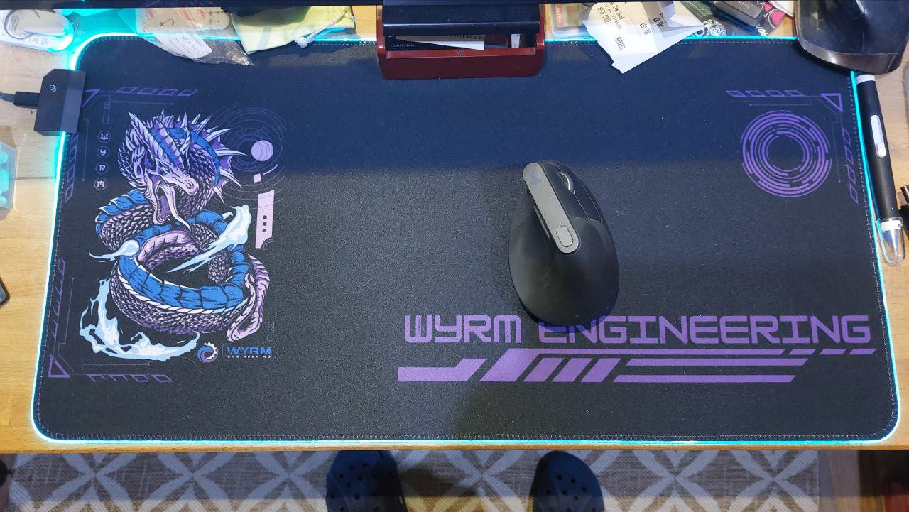 Space Anime Gaming Mouse Pad with Flaming Dragon - Premium LED Mouse Pad