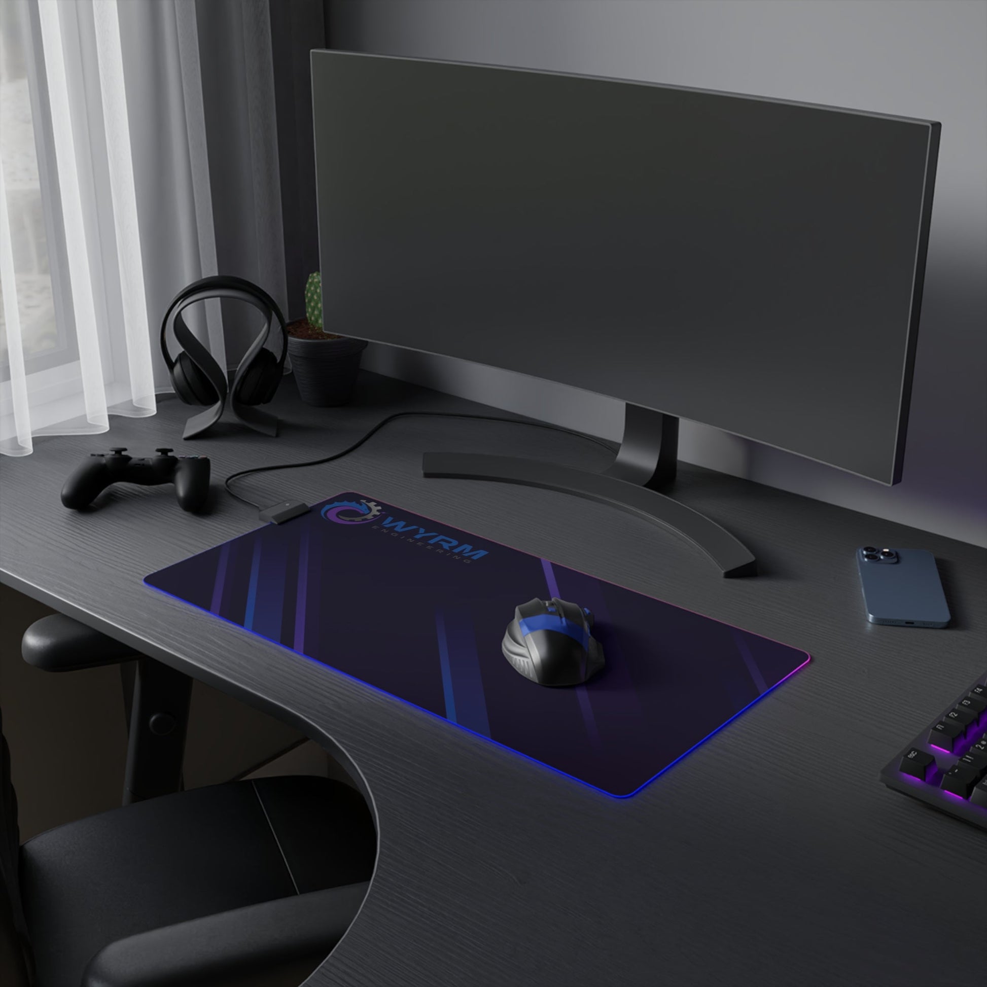Retrowave Wyrm Engineering gaming mouse mat