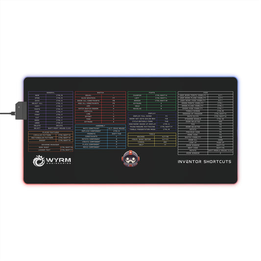 Mouse Pad with Autodesk Inventor Keyboard Shortcut LED RGB