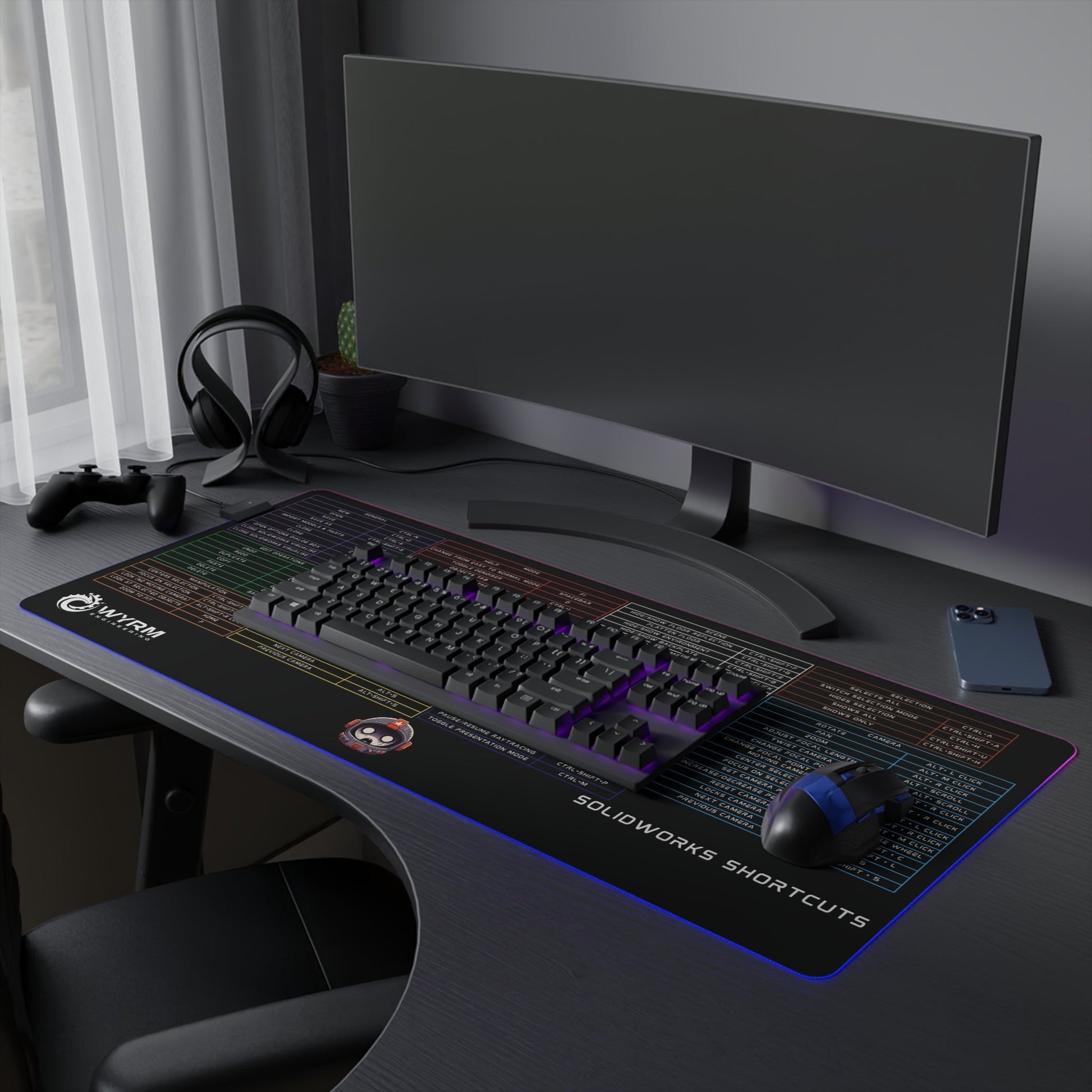 Mouse Pad - Solidworks Keyboard Shortcut LED Gaming Mouse Pad
