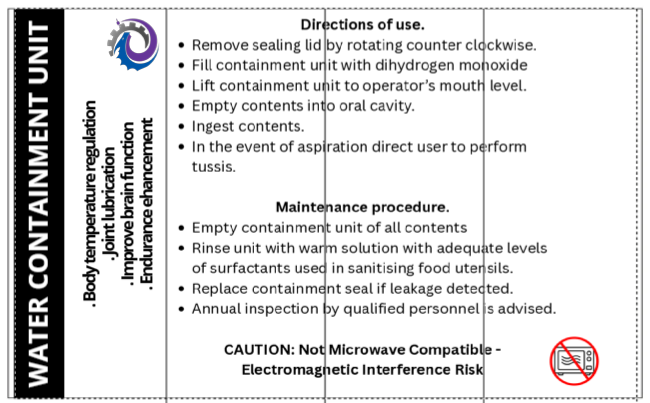 Water Containment Unit: 950ml Stainless Steel Bottle