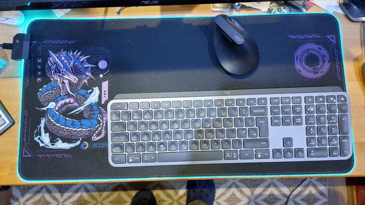 Space Anime Gaming Mouse Pad with Flaming Dragon - Premium LED Mouse Pad