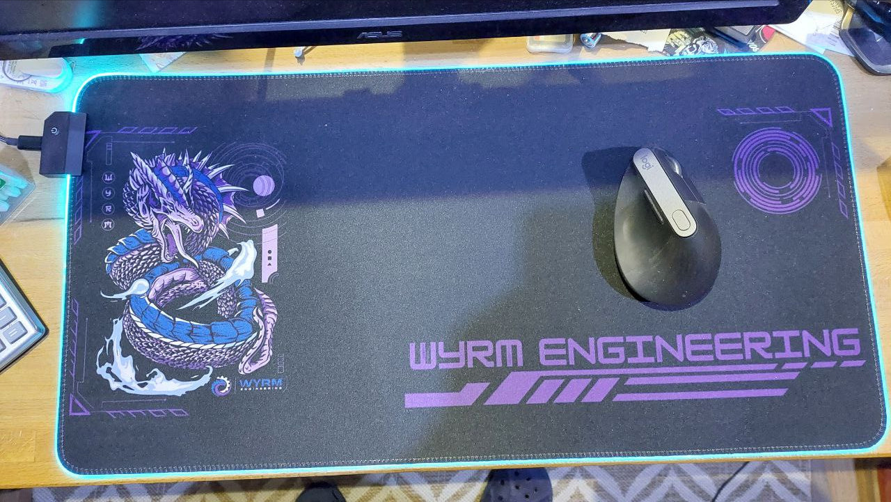 Space Anime Gaming Mouse Pad with Flaming Dragon - Premium LED Mouse Pad