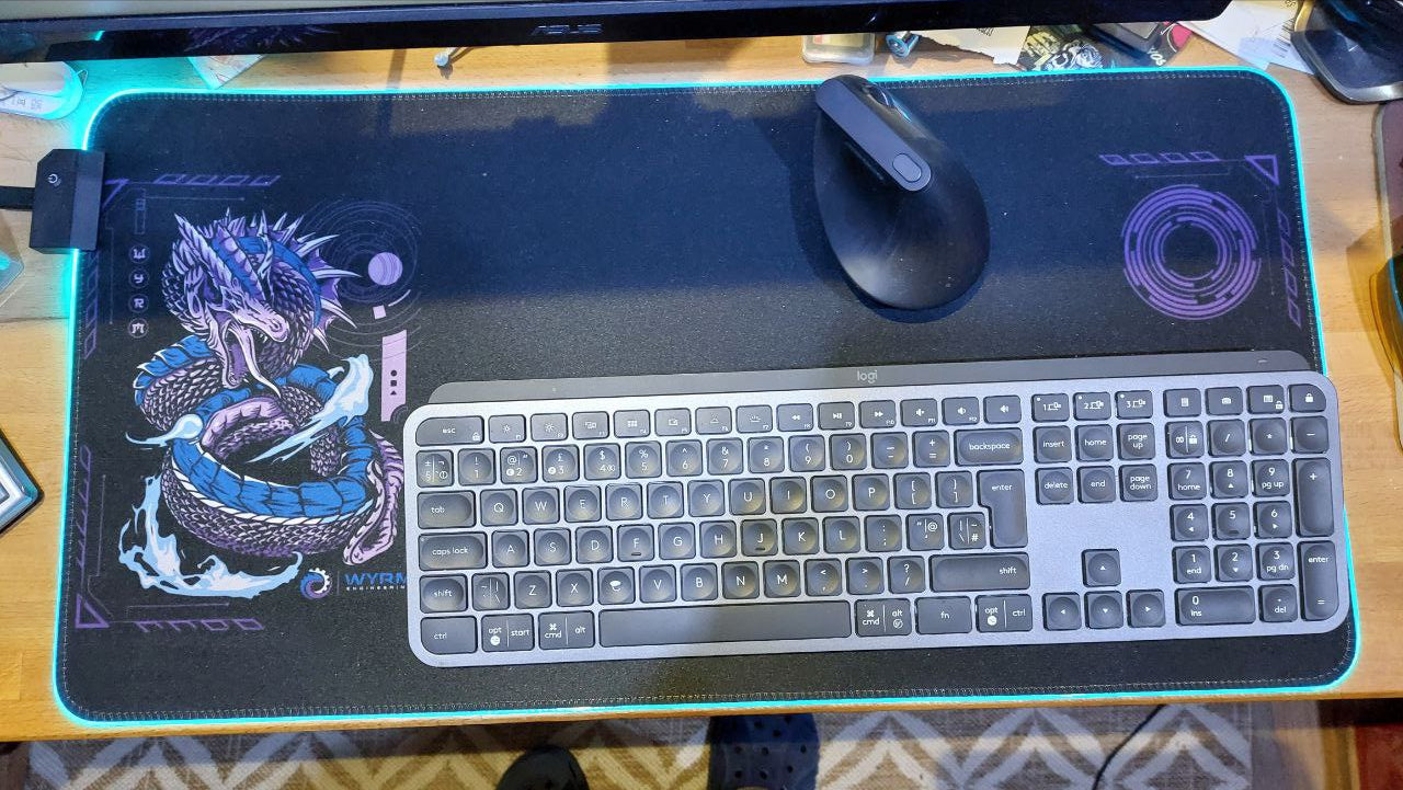 Space Anime Gaming Mouse Pad with Flaming Dragon - Premium LED Mouse Pad