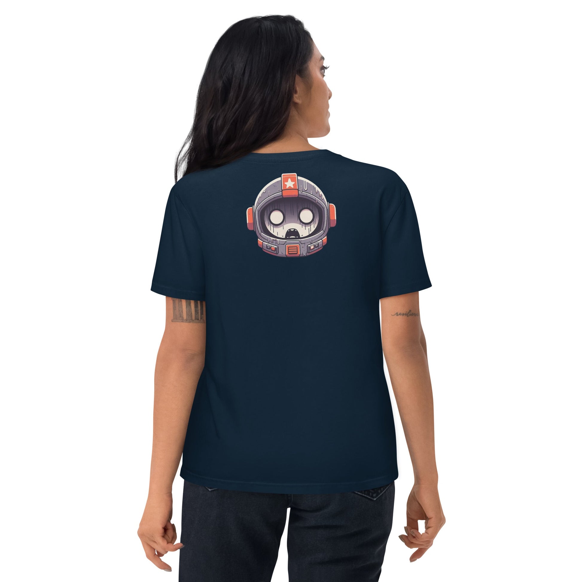 "I Was Born A Genius But Education Ruined Me" t-shirt female navy rear
